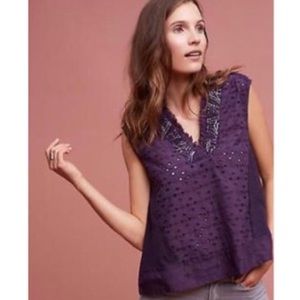 Anthropologie Akemi + Kin purple eyelet tank